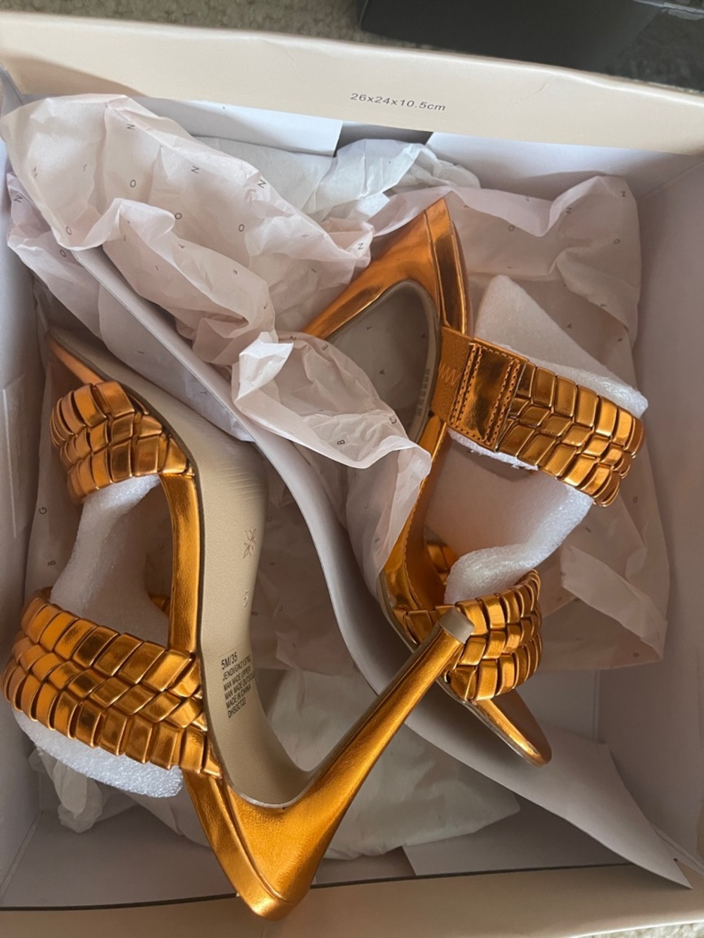 NWT BCBG Generation Metallic Orange Braided Slide Sandals - Picture 5 of 6